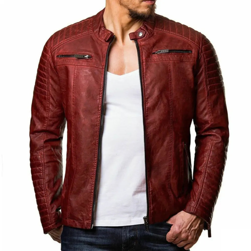Men's Windproof Leather Jacket